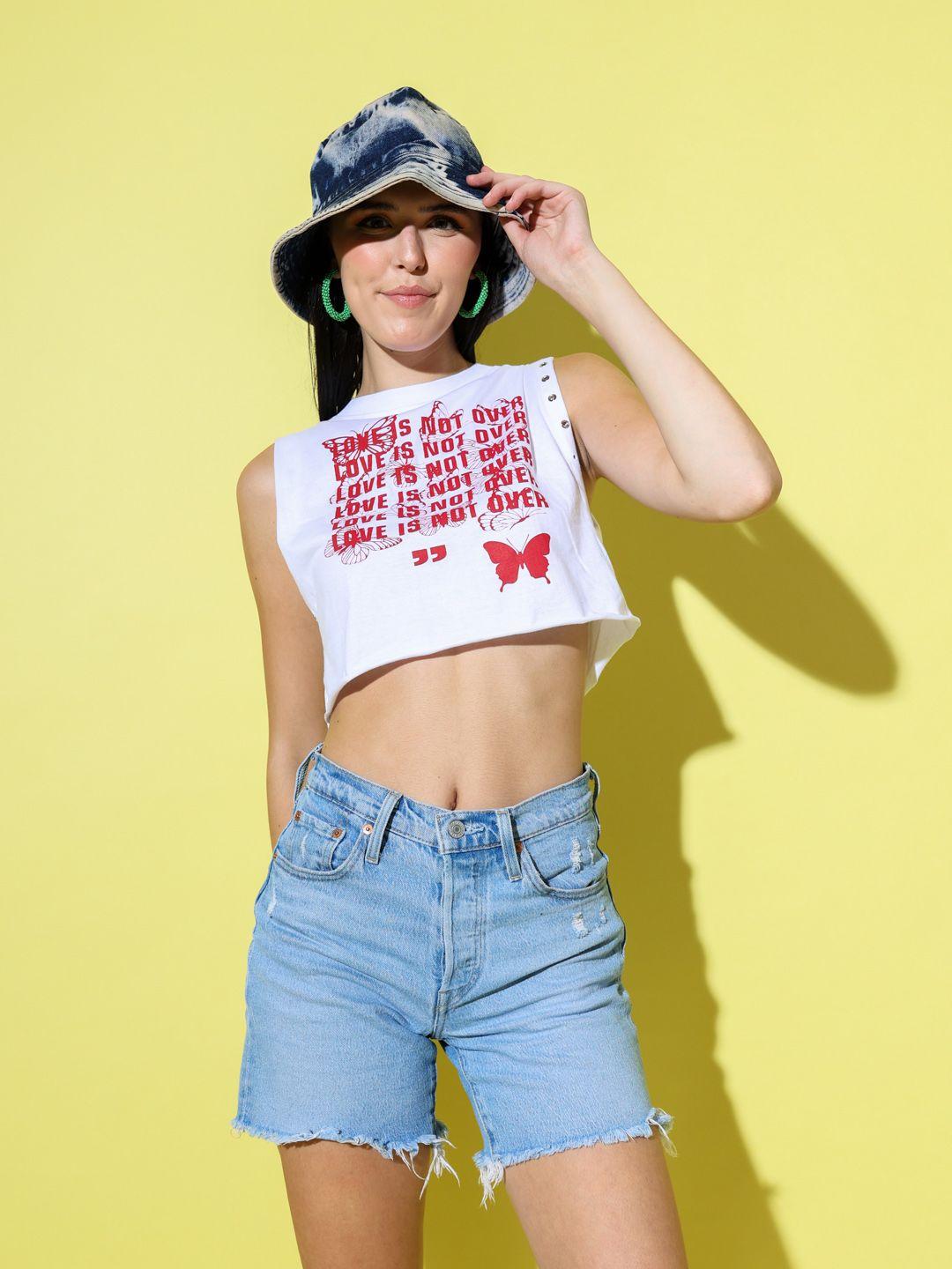 stylecast x hersheinbox printed pure cotton crop top