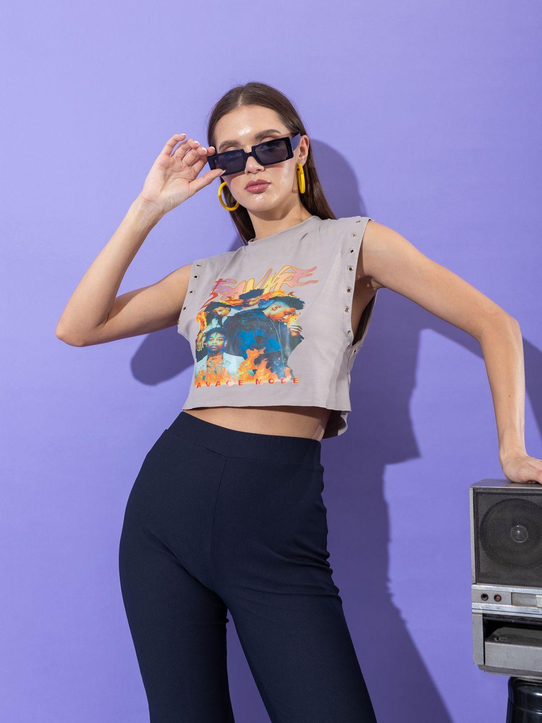 stylecast x hersheinbox printed pure cotton cropped t-shirt