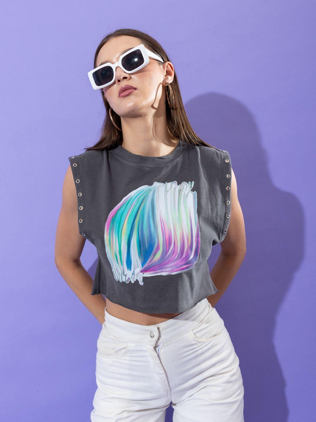 stylecast x hersheinbox printed pure cotton cropped t-shirt