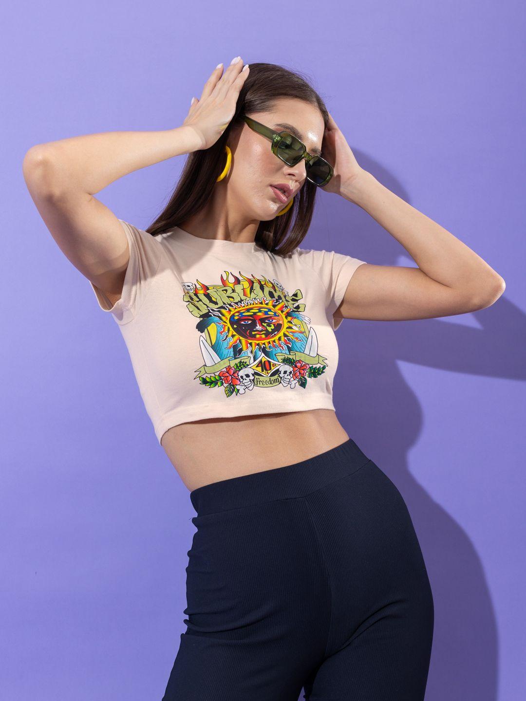 stylecast x hersheinbox printed pure cotton cropped t-shirt