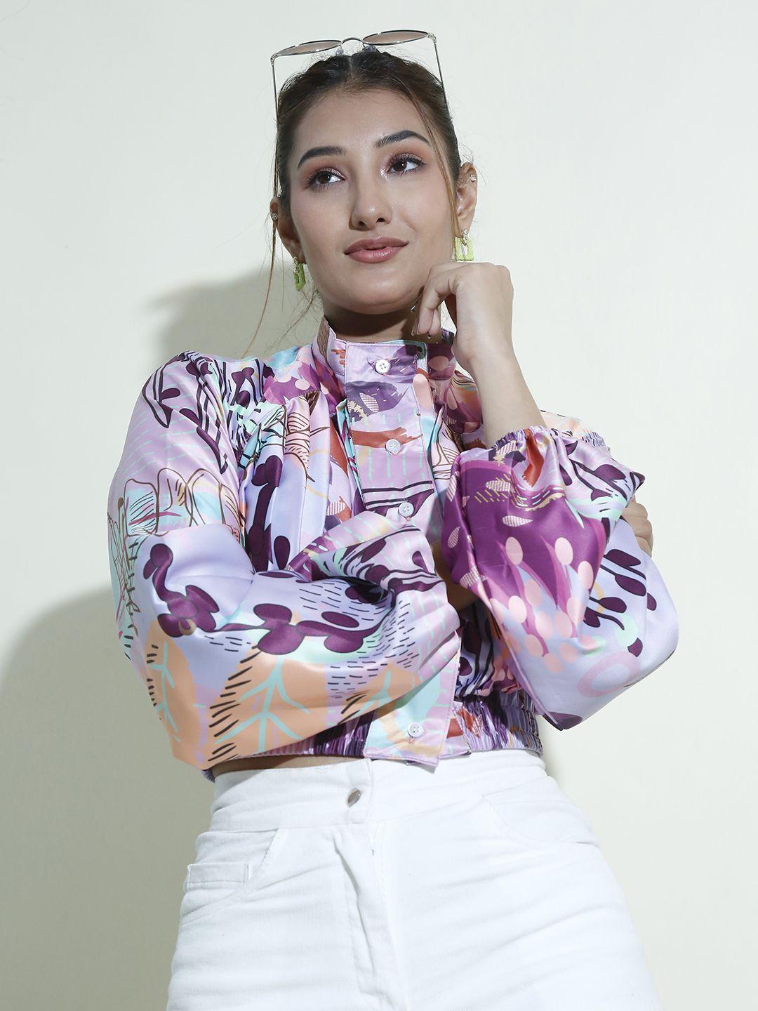 stylecast x hersheinbox printed shirt style top