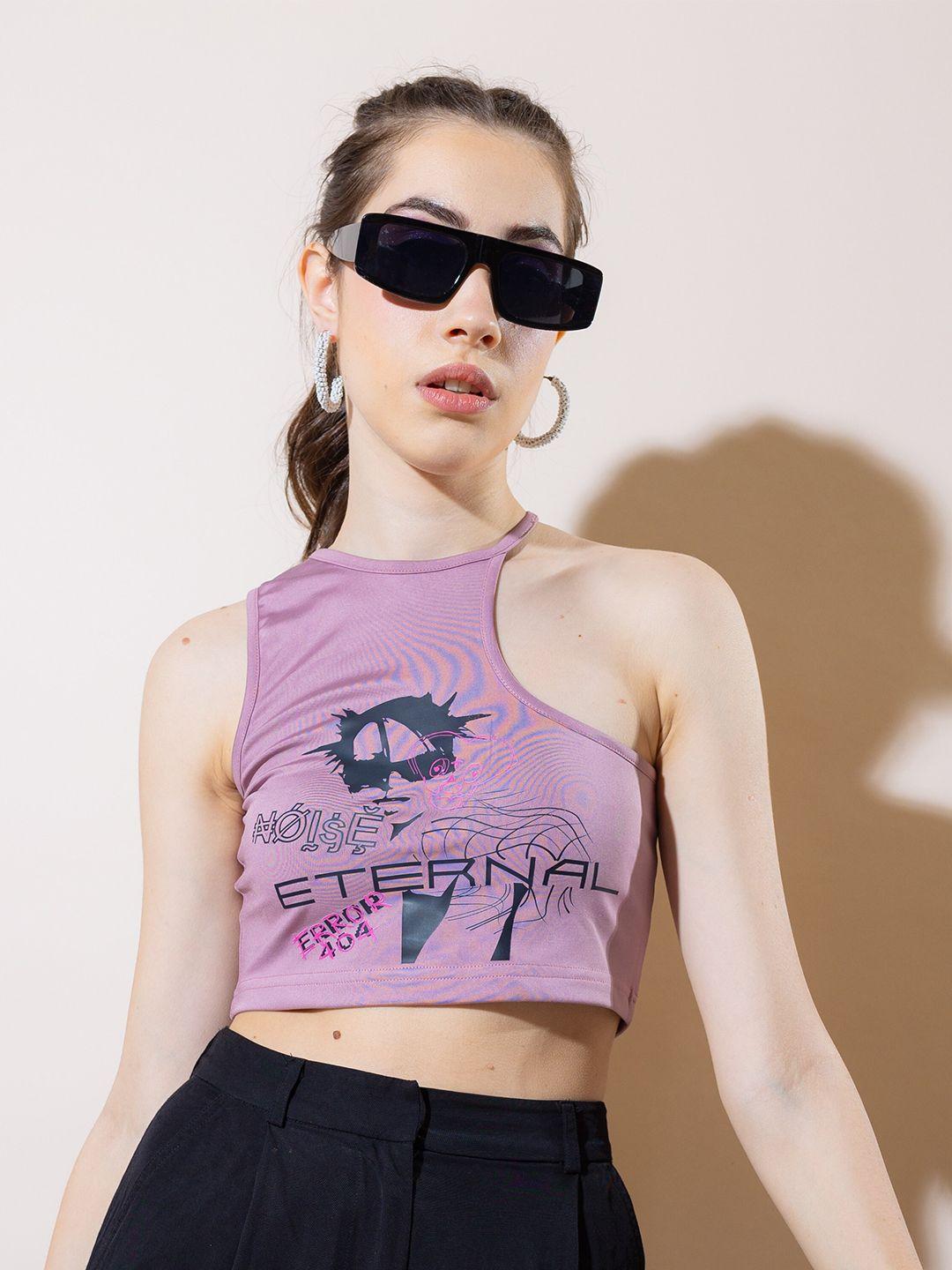 stylecast x hersheinbox purple graphic print pure cotton crop tank top