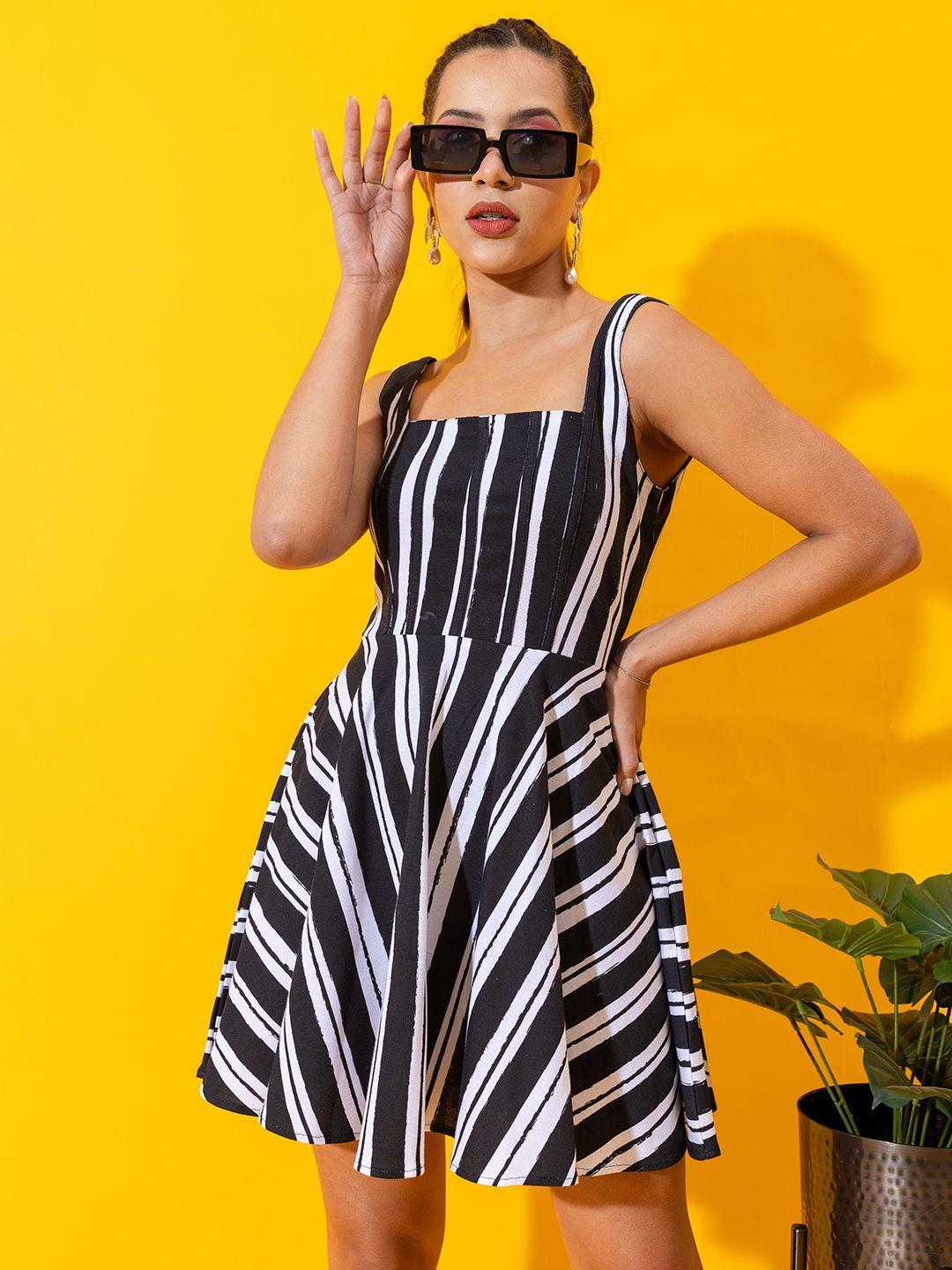 stylecast x hersheinbox striped fit &flared pure cotton dress