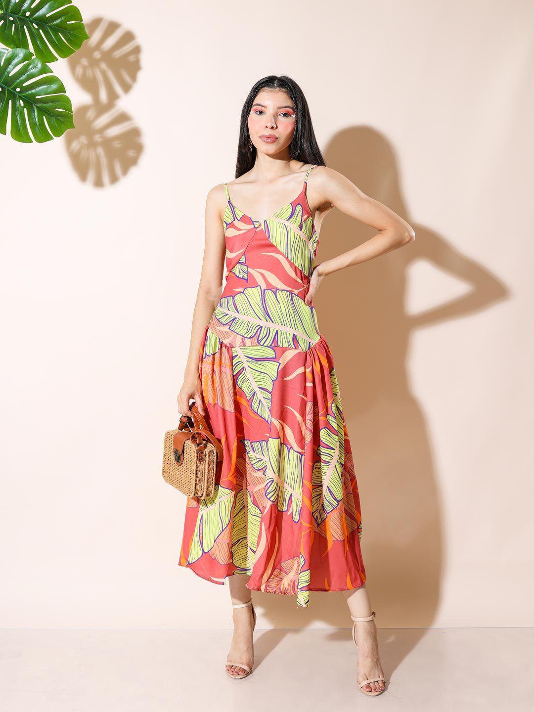 stylecast x hersheinbox tropical print crepe empire midi dress