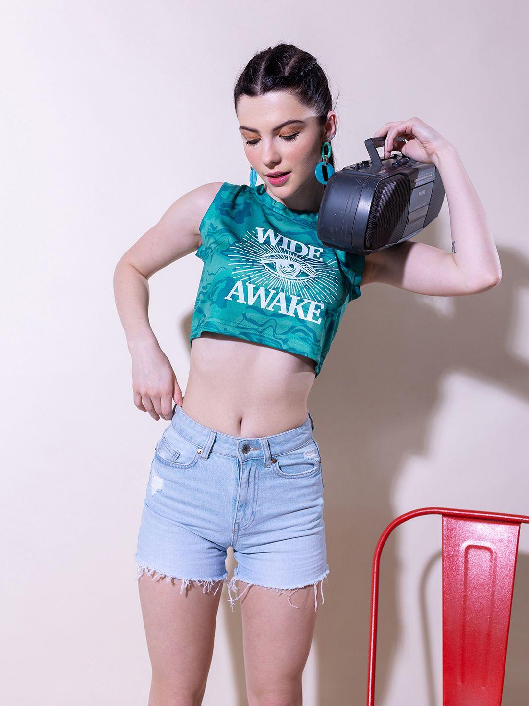 stylecast x hersheinbox typographic printed crop top