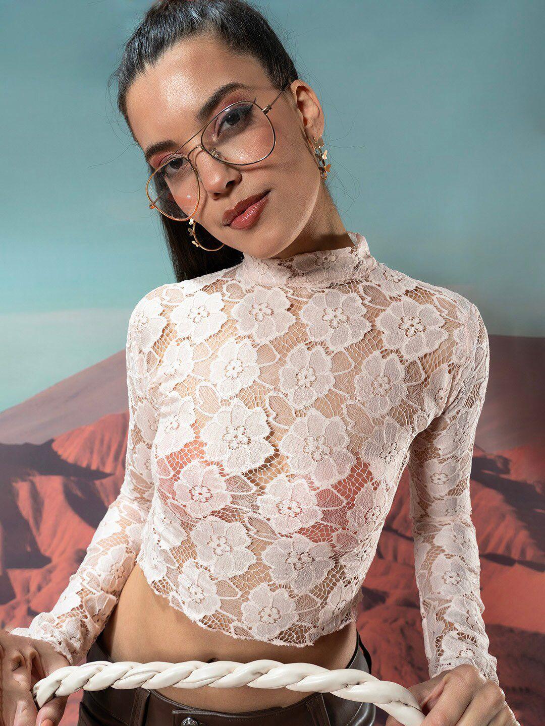 stylecast x hersheinbox white floral printed crop top