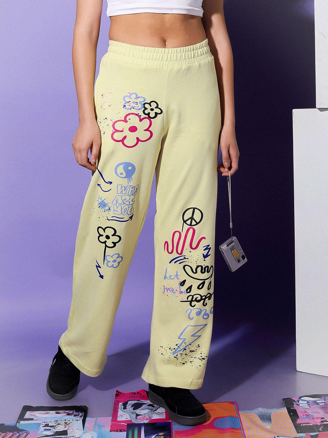 stylecast x hersheinbox women floral printed pure cotton regular trousers
