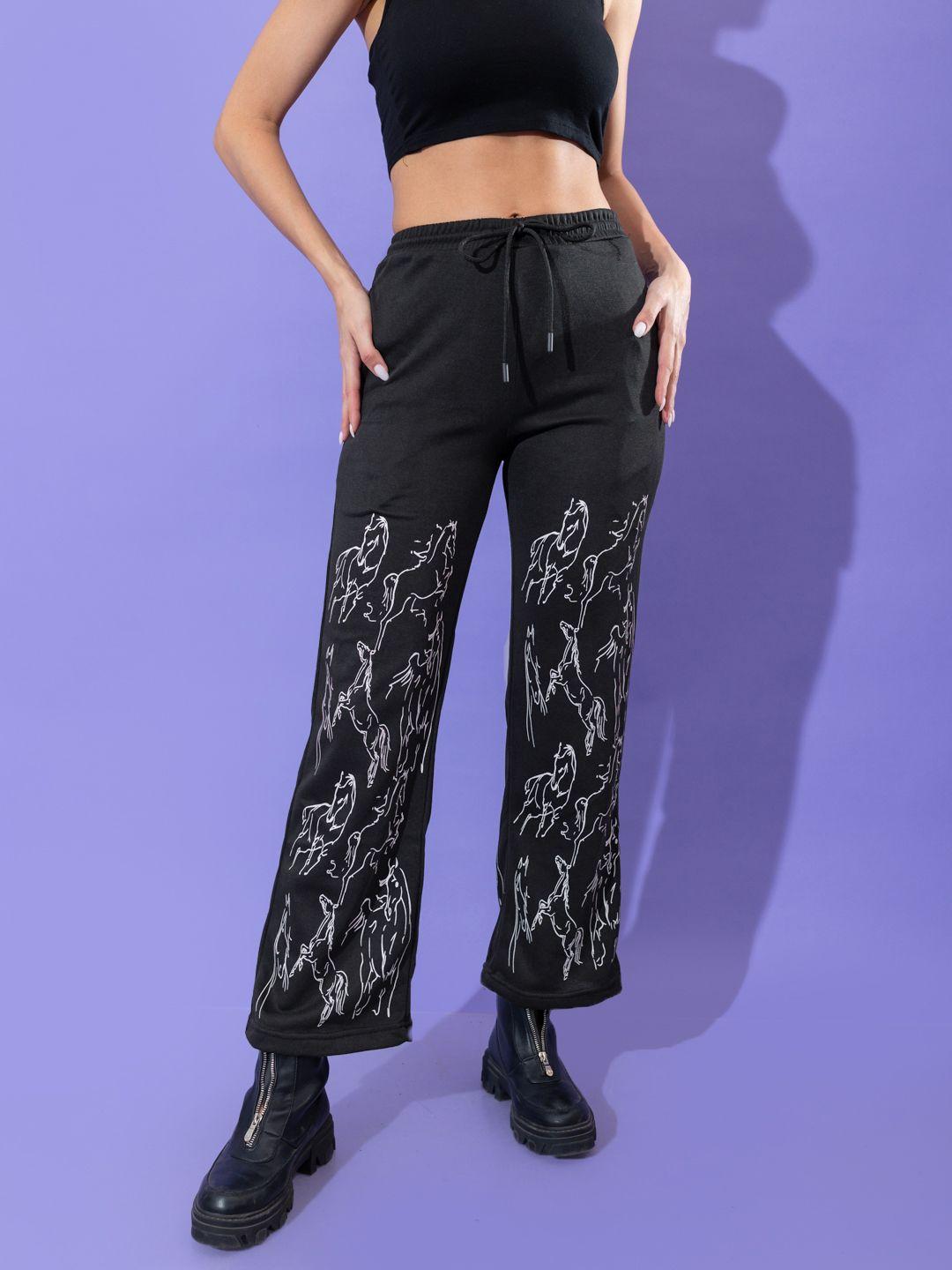 stylecast x hersheinbox women monochrome printed cotton trousers