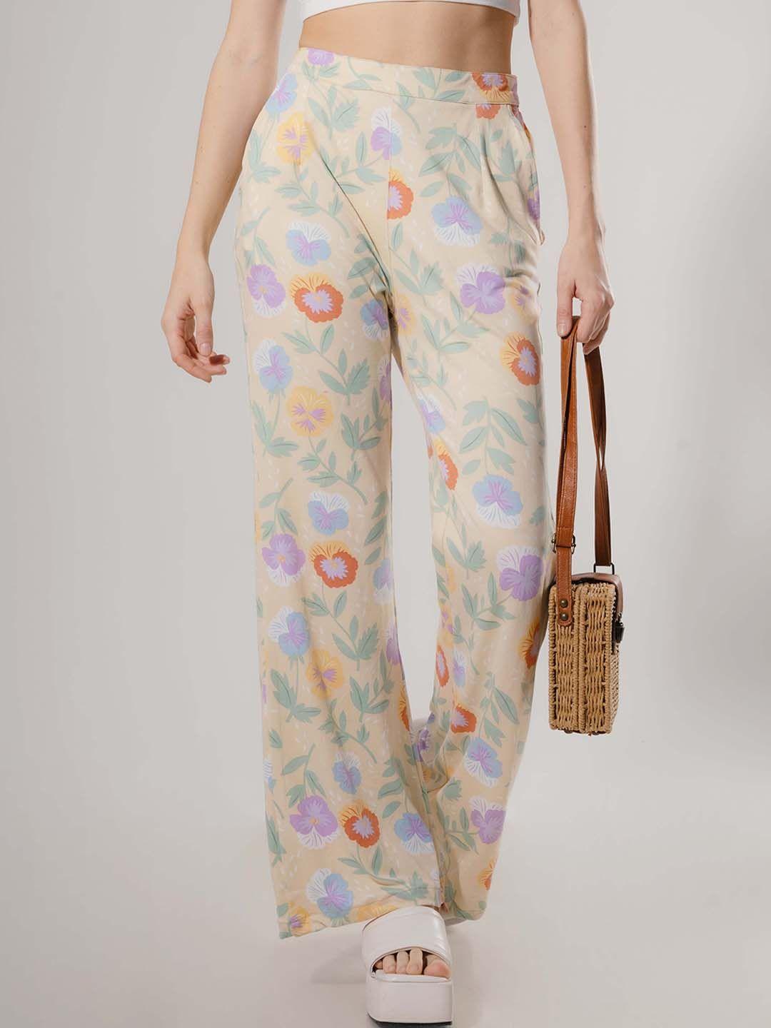 stylecast x hersheinbox women multicoloured floral printed trousers