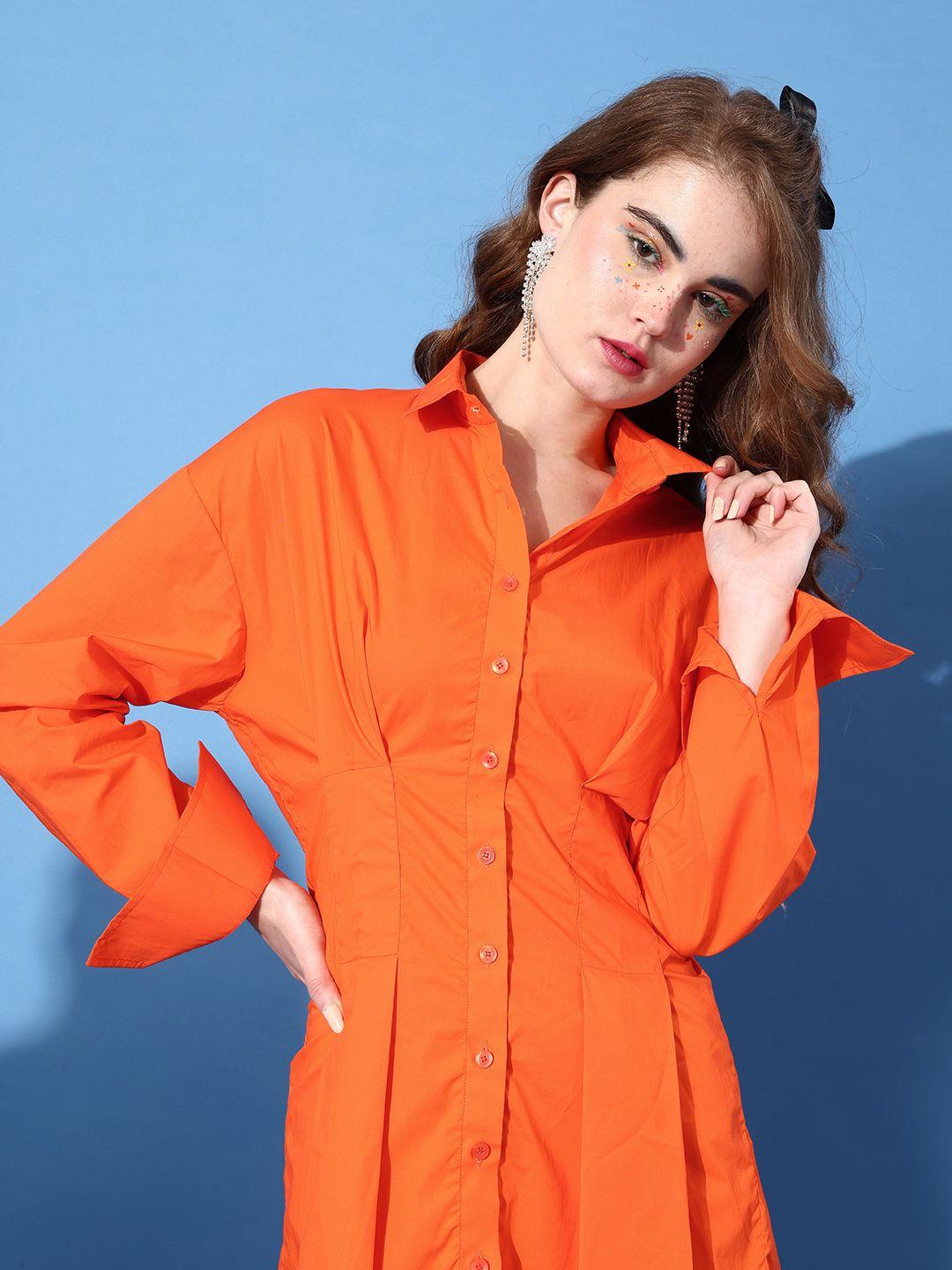 stylecast x hersheinbox women orange solid statement collar dress