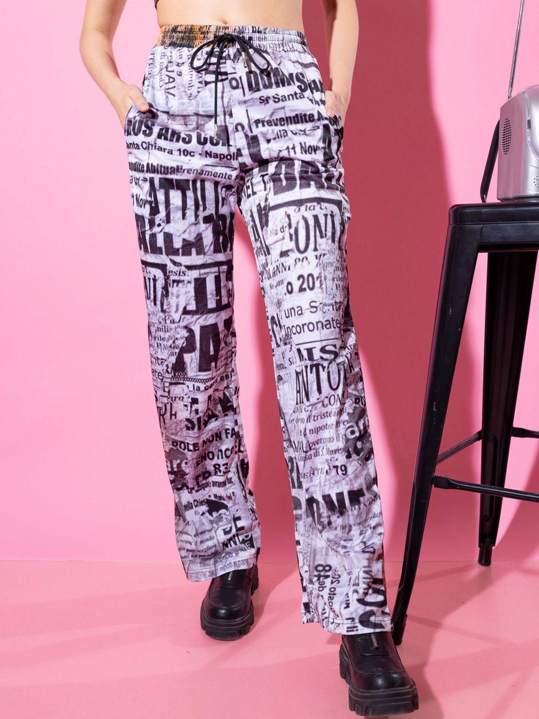 stylecast x hersheinbox women purple printed trousers