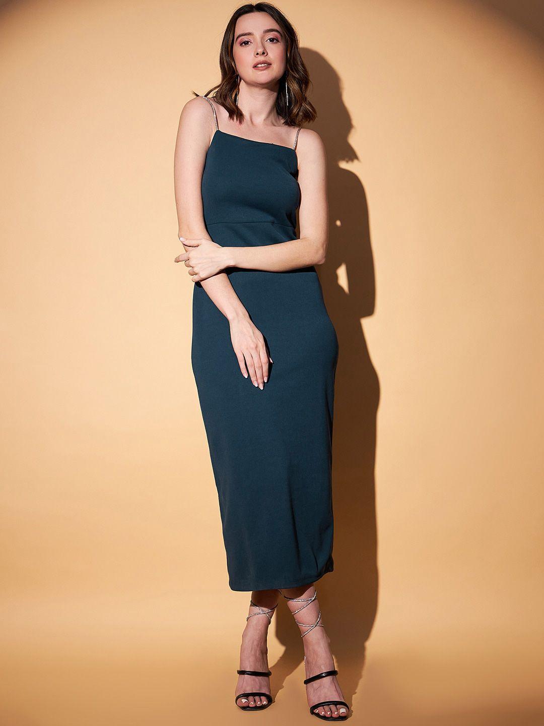 stylecast x kassually teal sheath midi dress