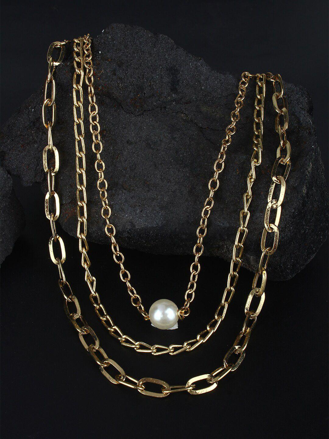 stylecast x kpop gold-toned & white brass gold-plated handcrafted necklace