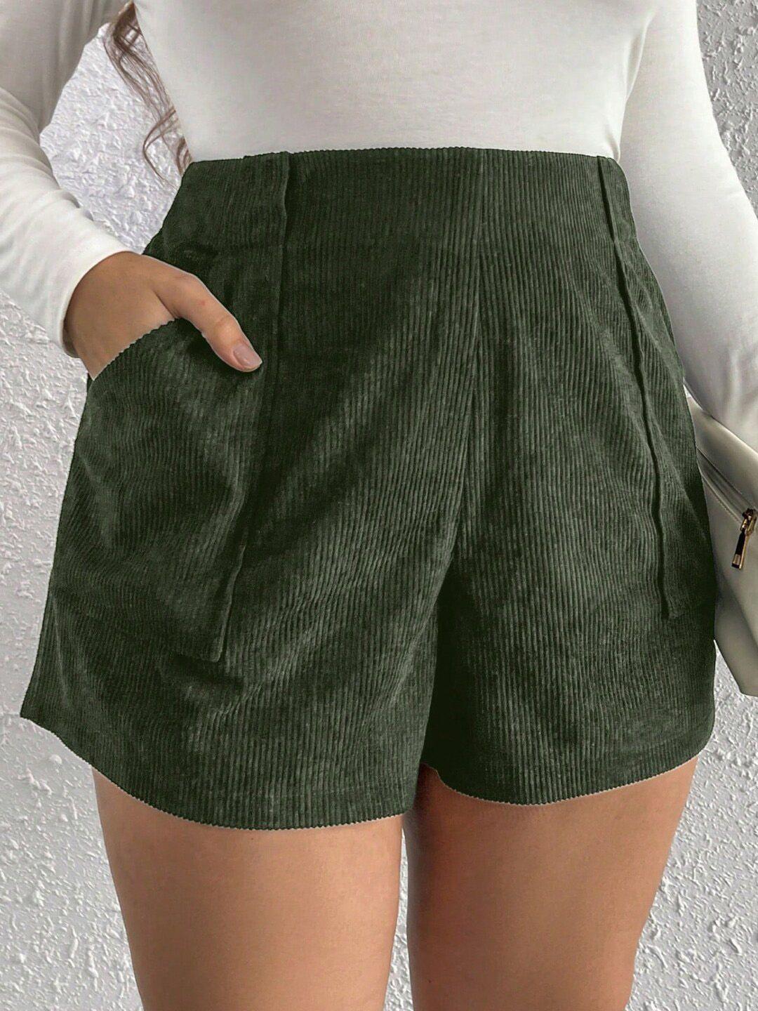 stylecast x kpop green women mid-rise striped shorts
