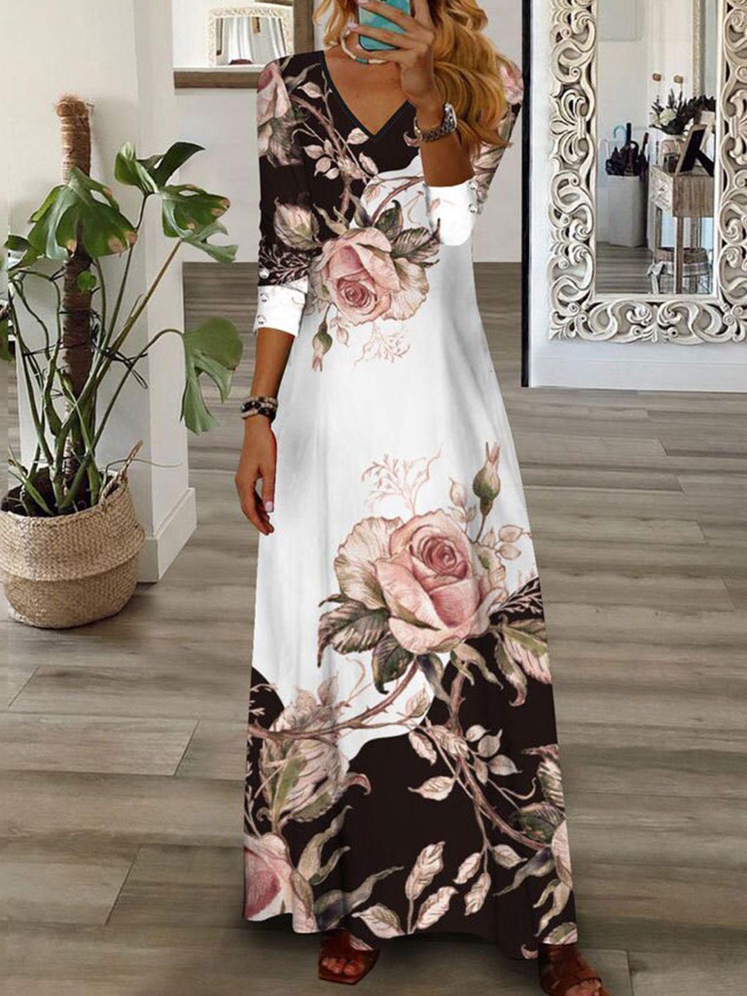 stylecast x kpop pink floral print a-line maxi dress