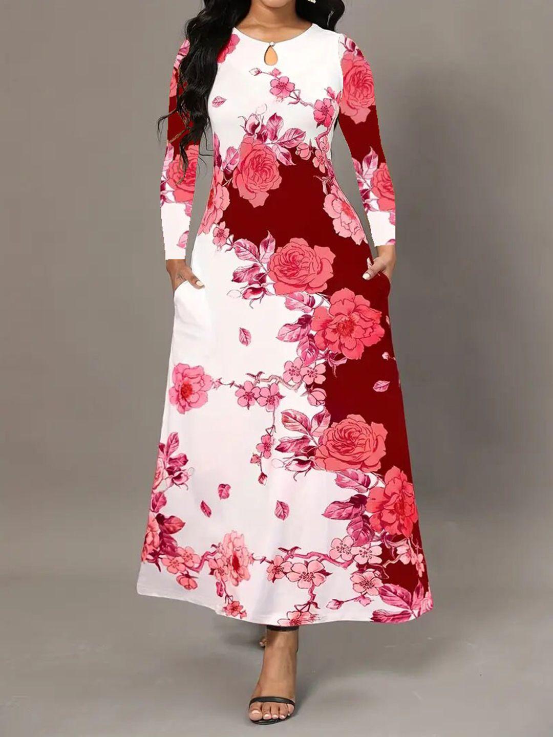 stylecast x kpop red floral print maxi midi dress