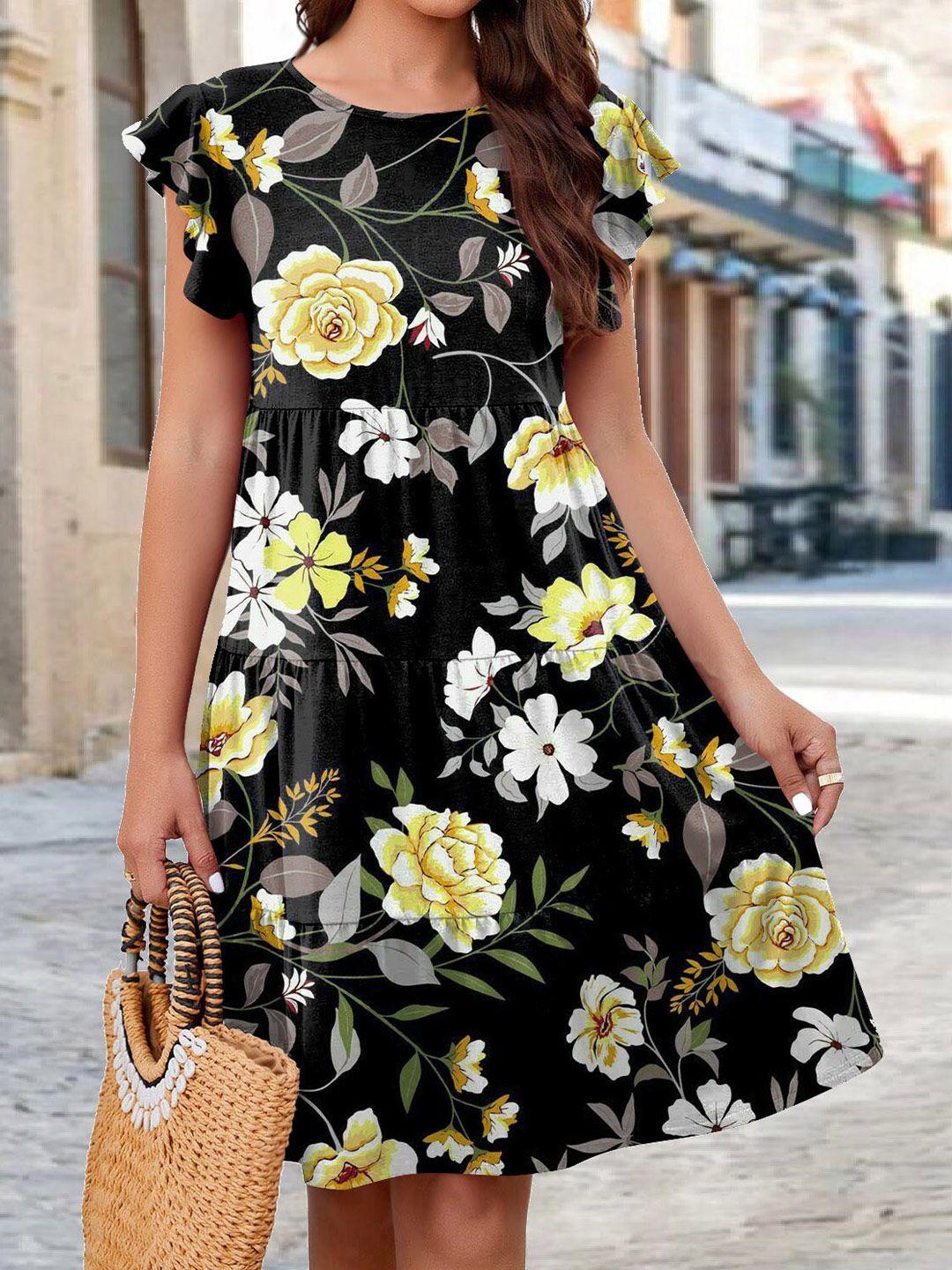 stylecast x kpop yellow floral print a-line dress