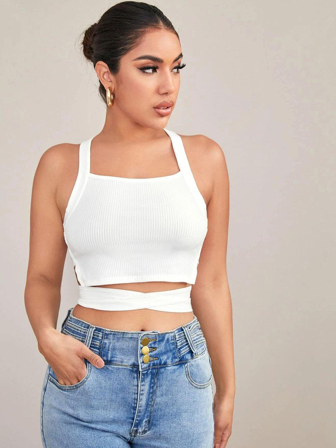 stylecast x slyck shoulder straps bralette crop top