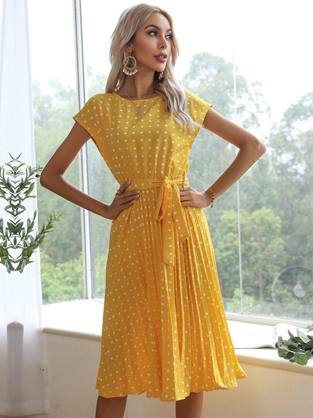 stylecast yellow polka dot print midi dress