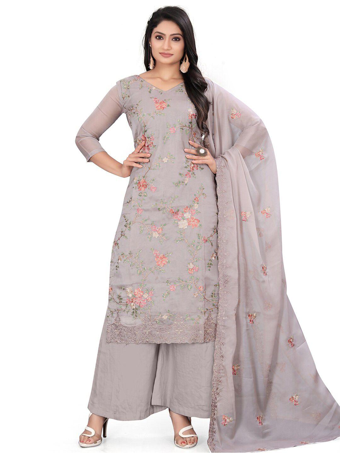 stylee lifestyle floral embroidered unstitched dress material