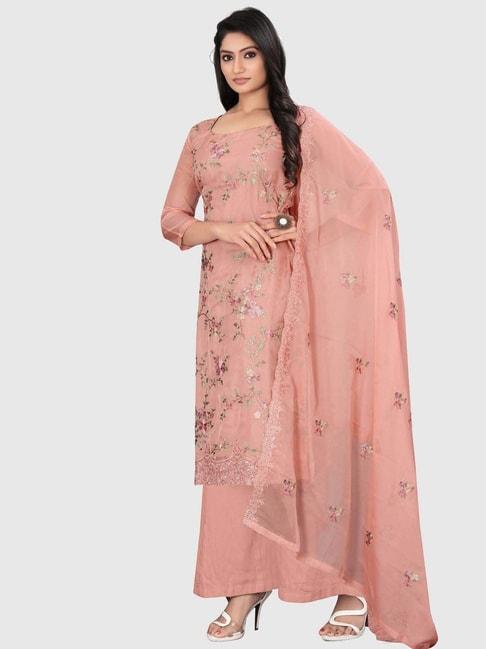stylee lifestyle pink embroidered unstitched dress material