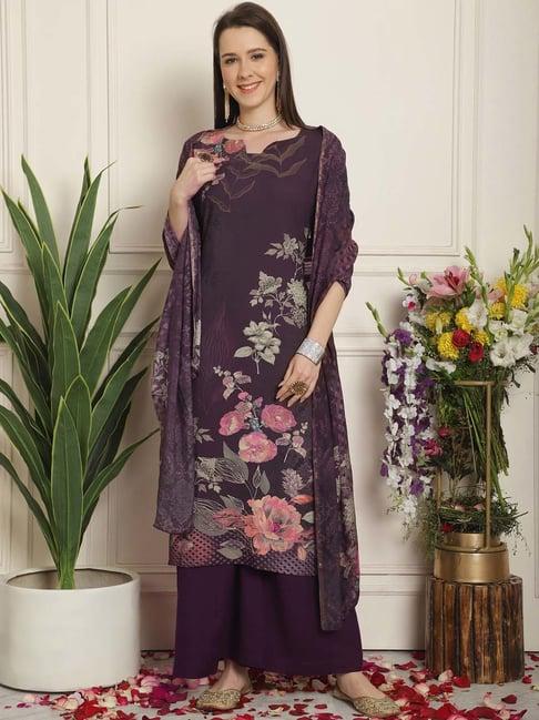 stylee lifestyle violet printed unstitiched dress material