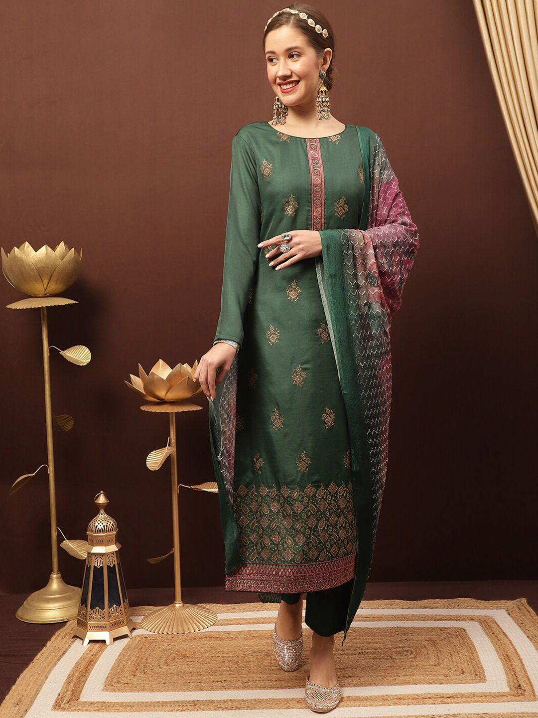 stylee lifestyle embroidered pure silk unstitched dress material