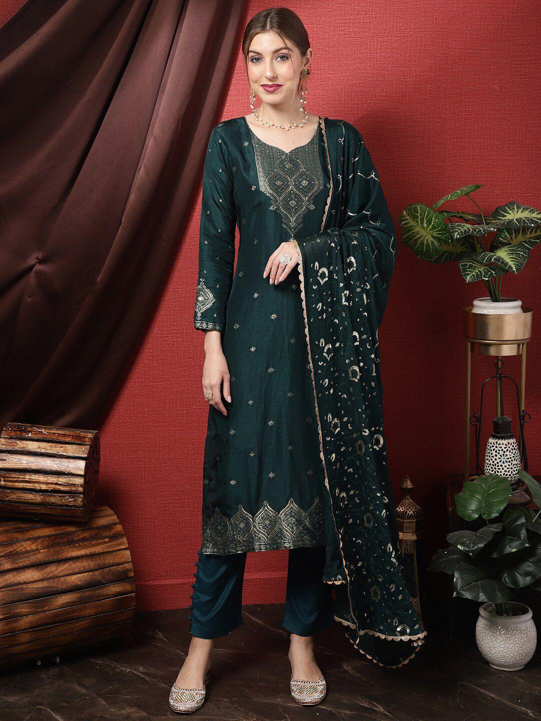 stylee lifestyle embroidered pure silk unstitched dress material