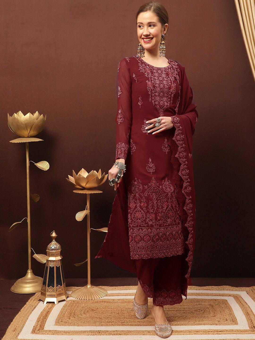 stylee lifestyle embroidered silk georgette unstitched dress material