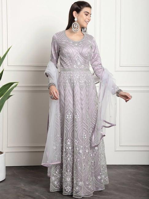 stylee lifestyle light purple embroidered unstitched dress material