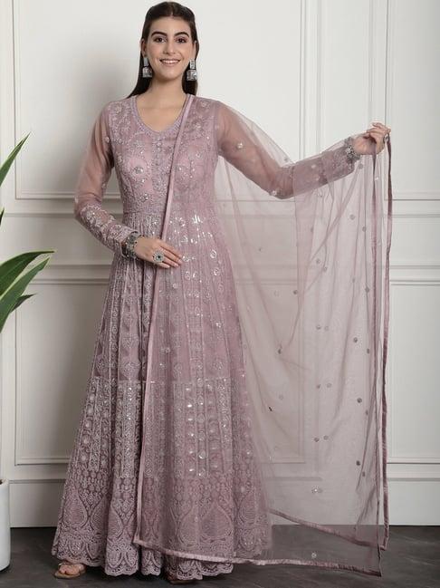 stylee lifestyle light purple embroidered unstitched dress material