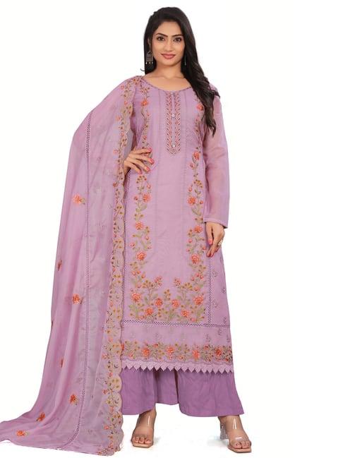 stylee lifestyle mauve embroidered unstitched dress material