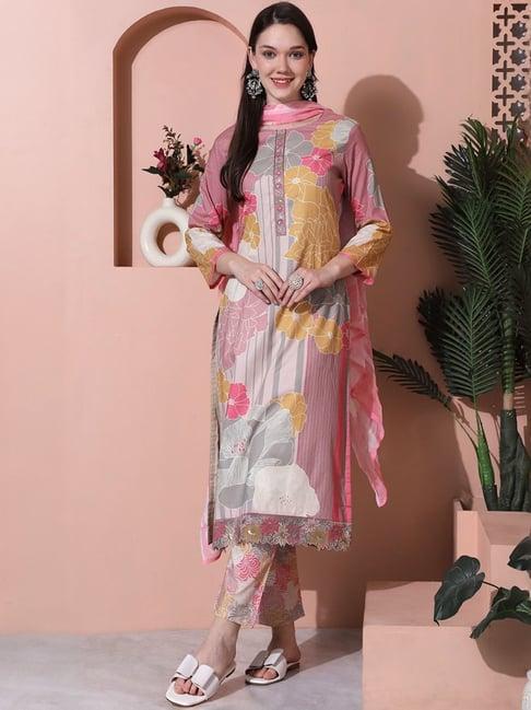 stylee lifestyle multi cotton floral print unstitched dress material