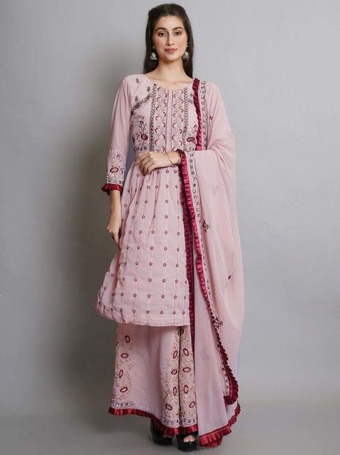 stylee lifestyle pink embroidered unstitched dress material