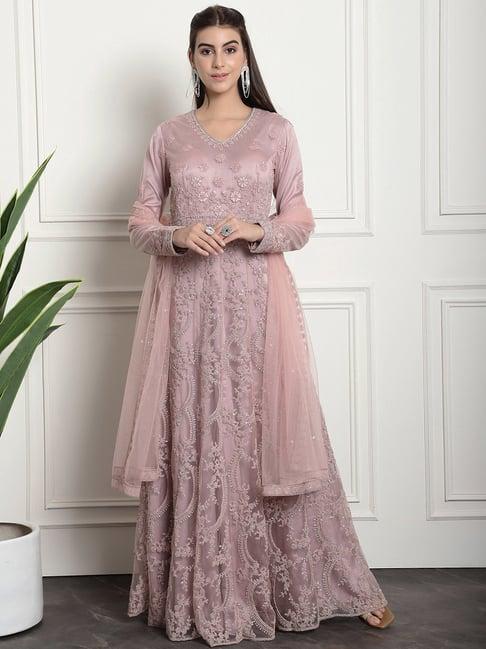 stylee lifestyle pink embroidered unstitched dress material