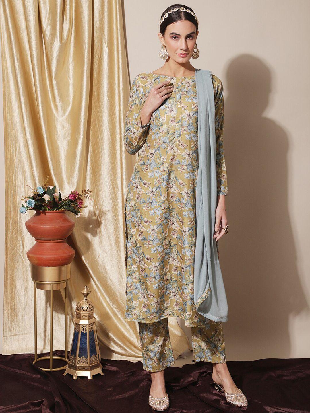 stylee lifestyle printed pure silk unstitched dress material