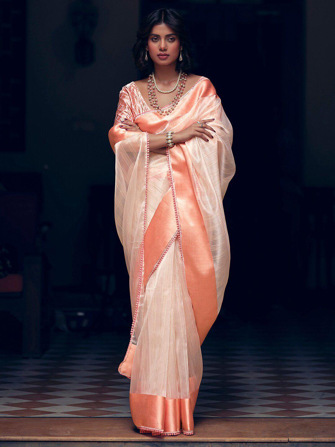stylee lifestyle striped zari organza saree