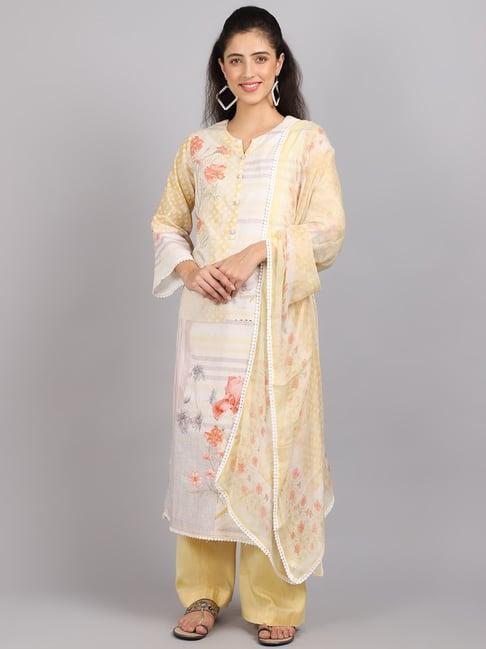 stylee lifestyle yellow cotton printed unstitched dress material