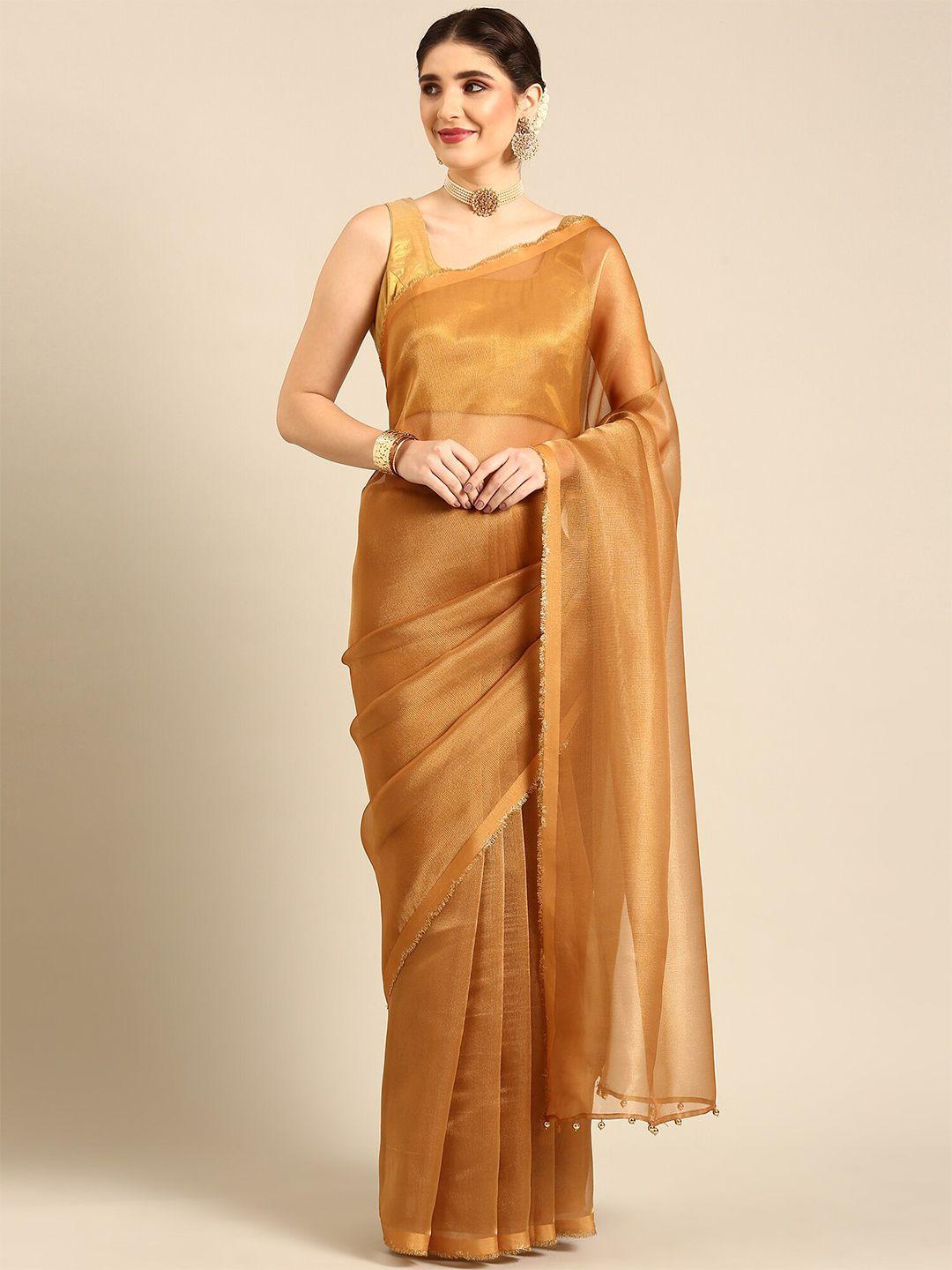 stylefables solid poly georgette saree
