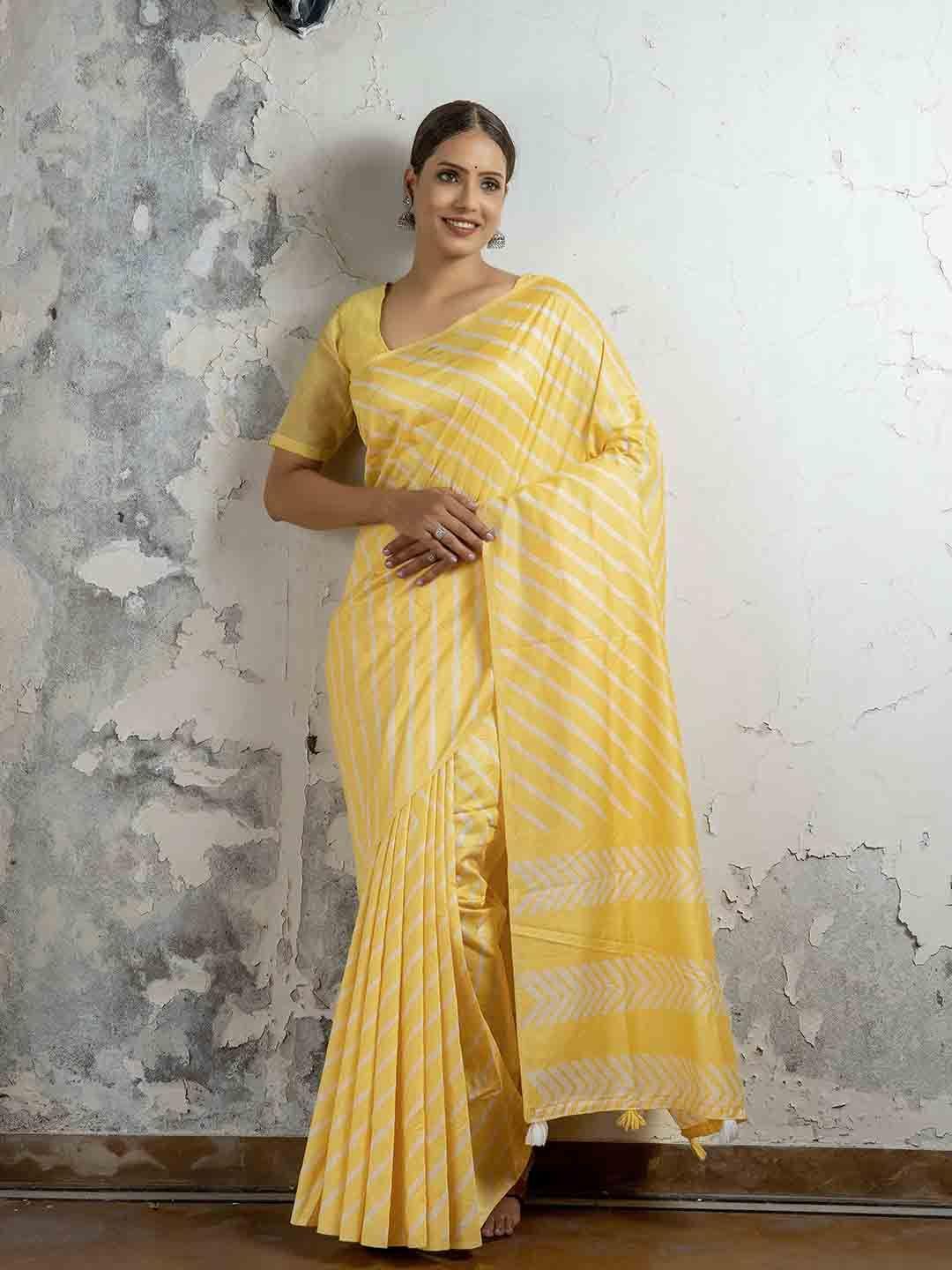stylefables yellow pure cotton saree