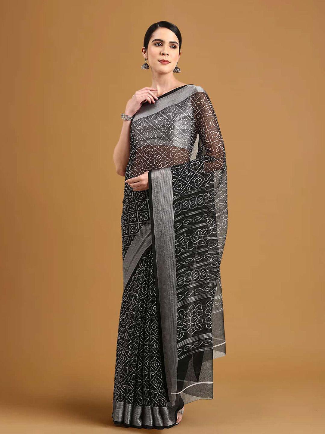 stylefables bandhani printed poly chiffon saree