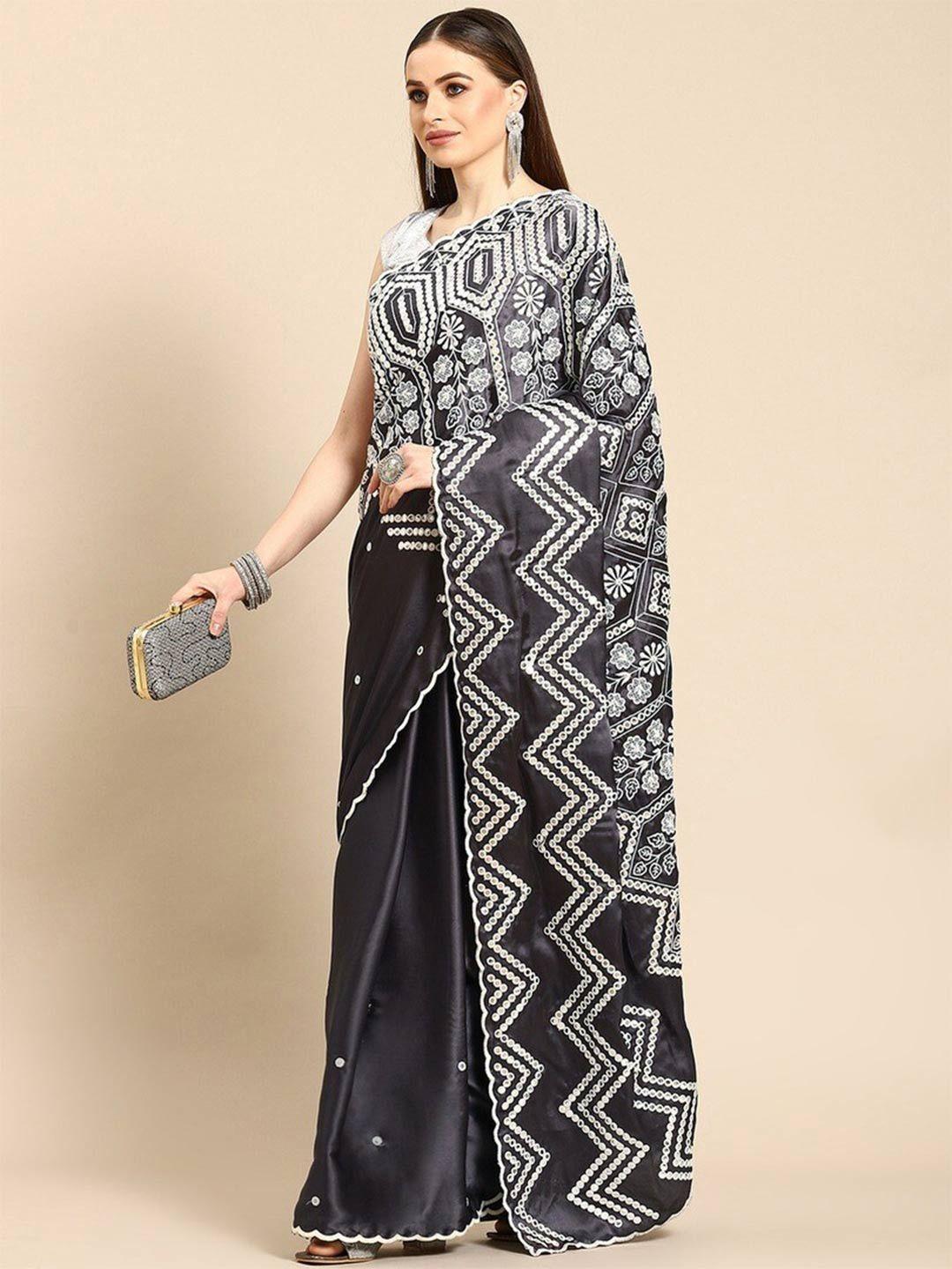 stylefables black poly georgette saree