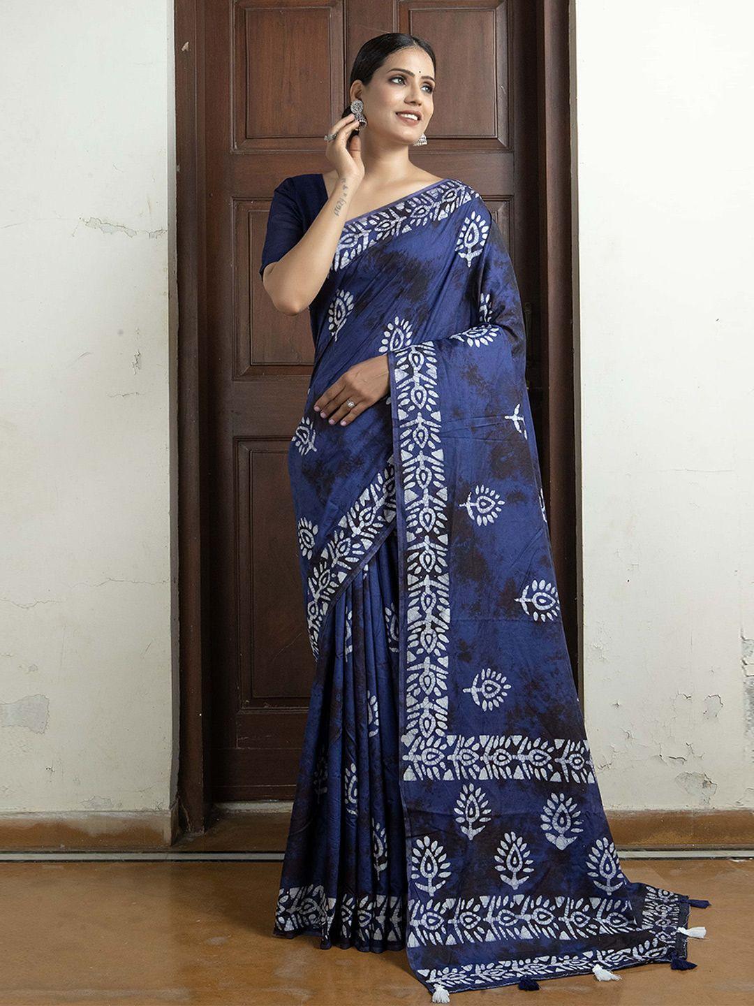 stylefables blue pure cotton saree