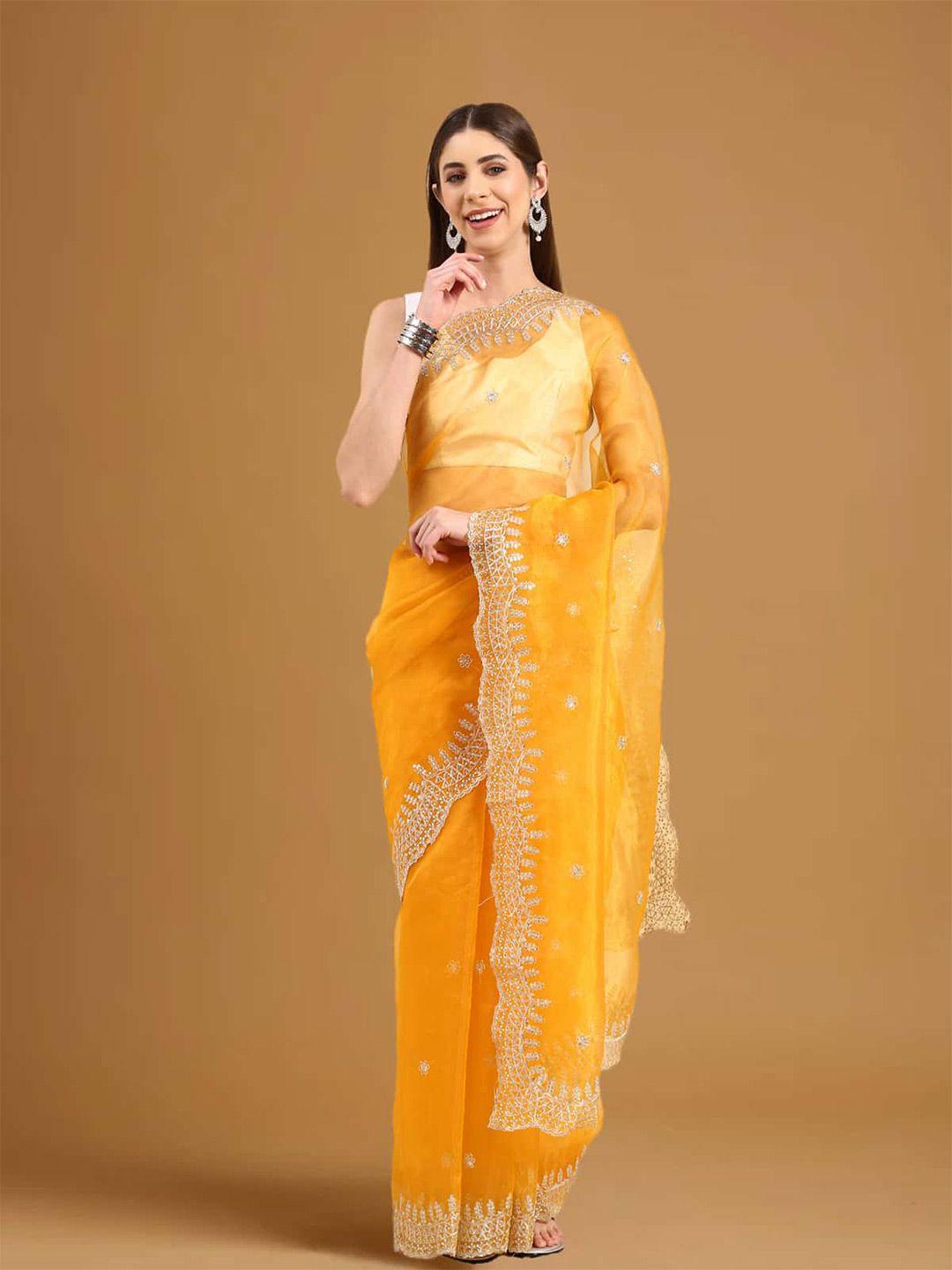 stylefables brown organza saree