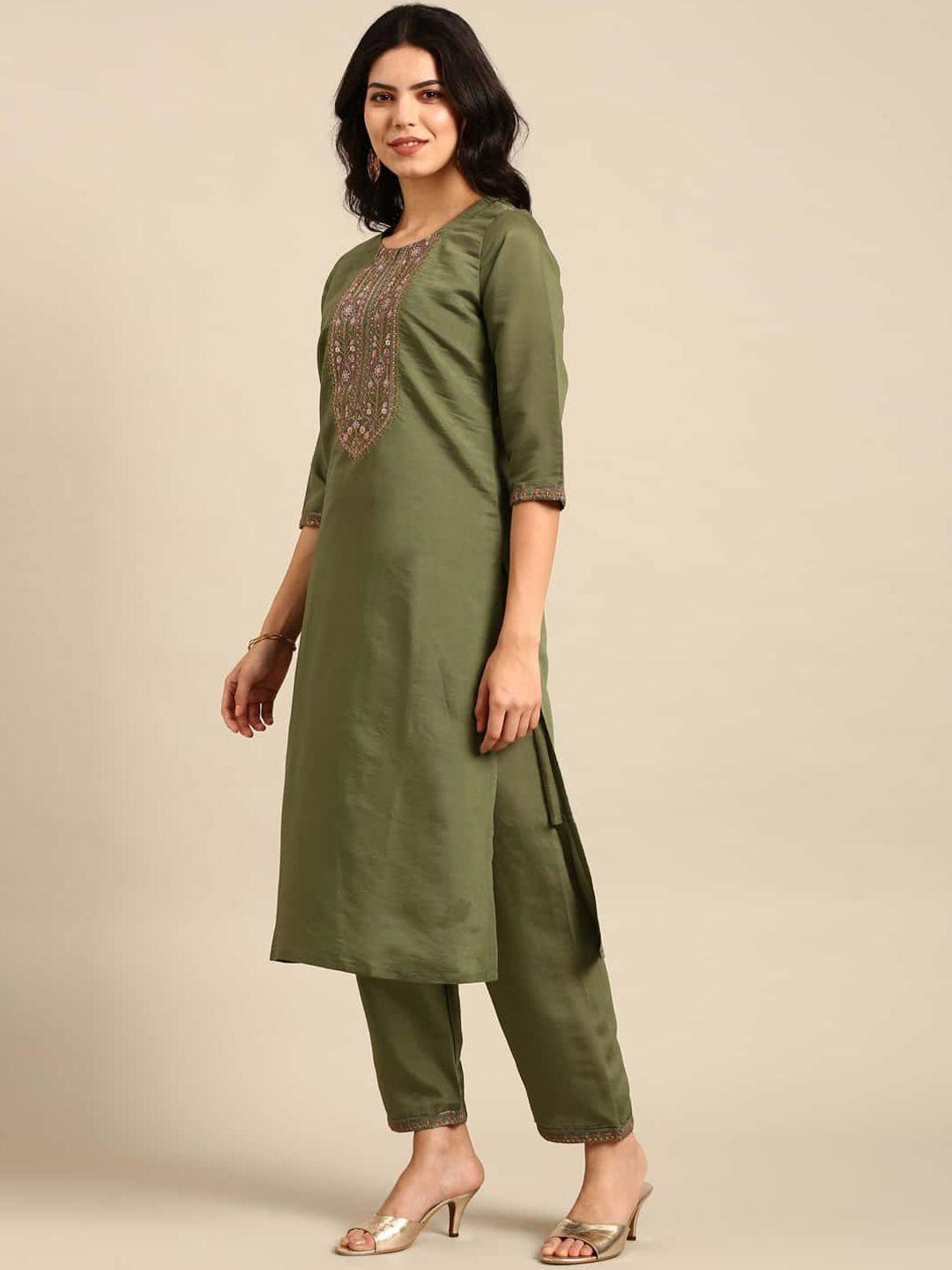 stylefables ethnic motifs embroidered regular thread work kurta with trousers & dupatta