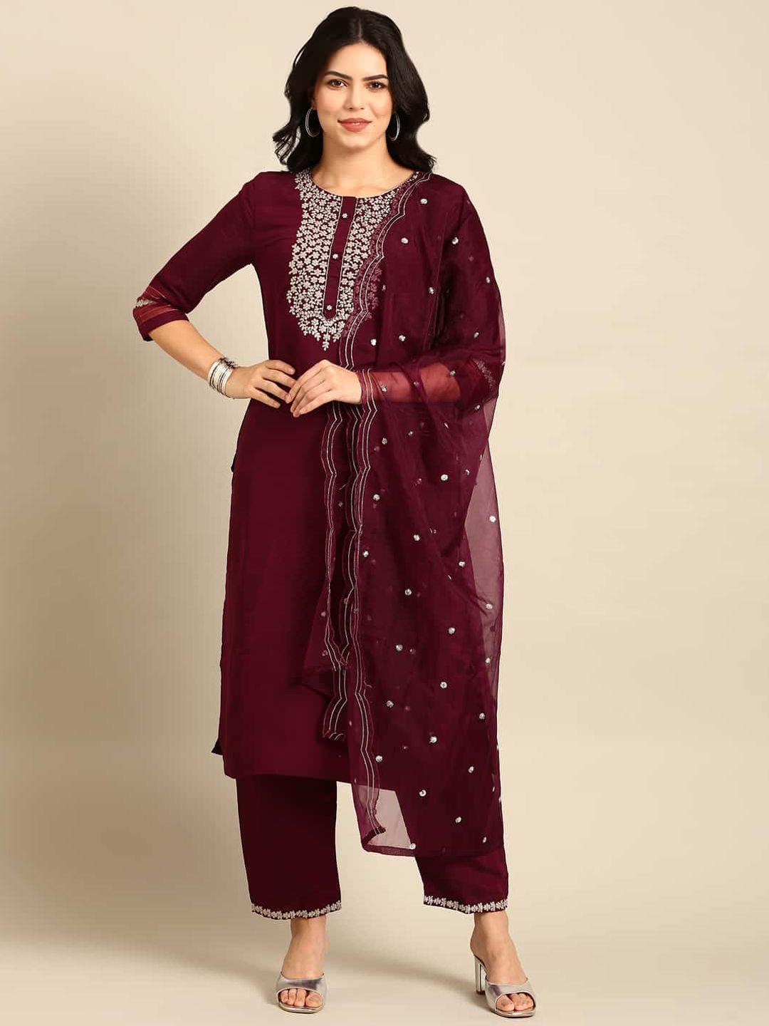 stylefables ethnic motifs embroidered regular thread work kurta with trousers & dupatta