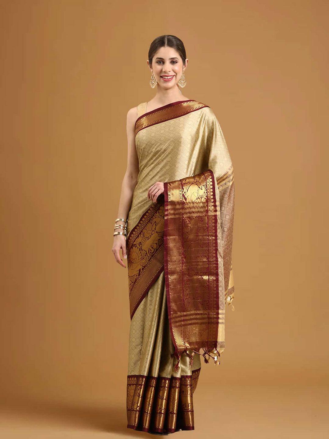 stylefables gold-toned silk blend saree