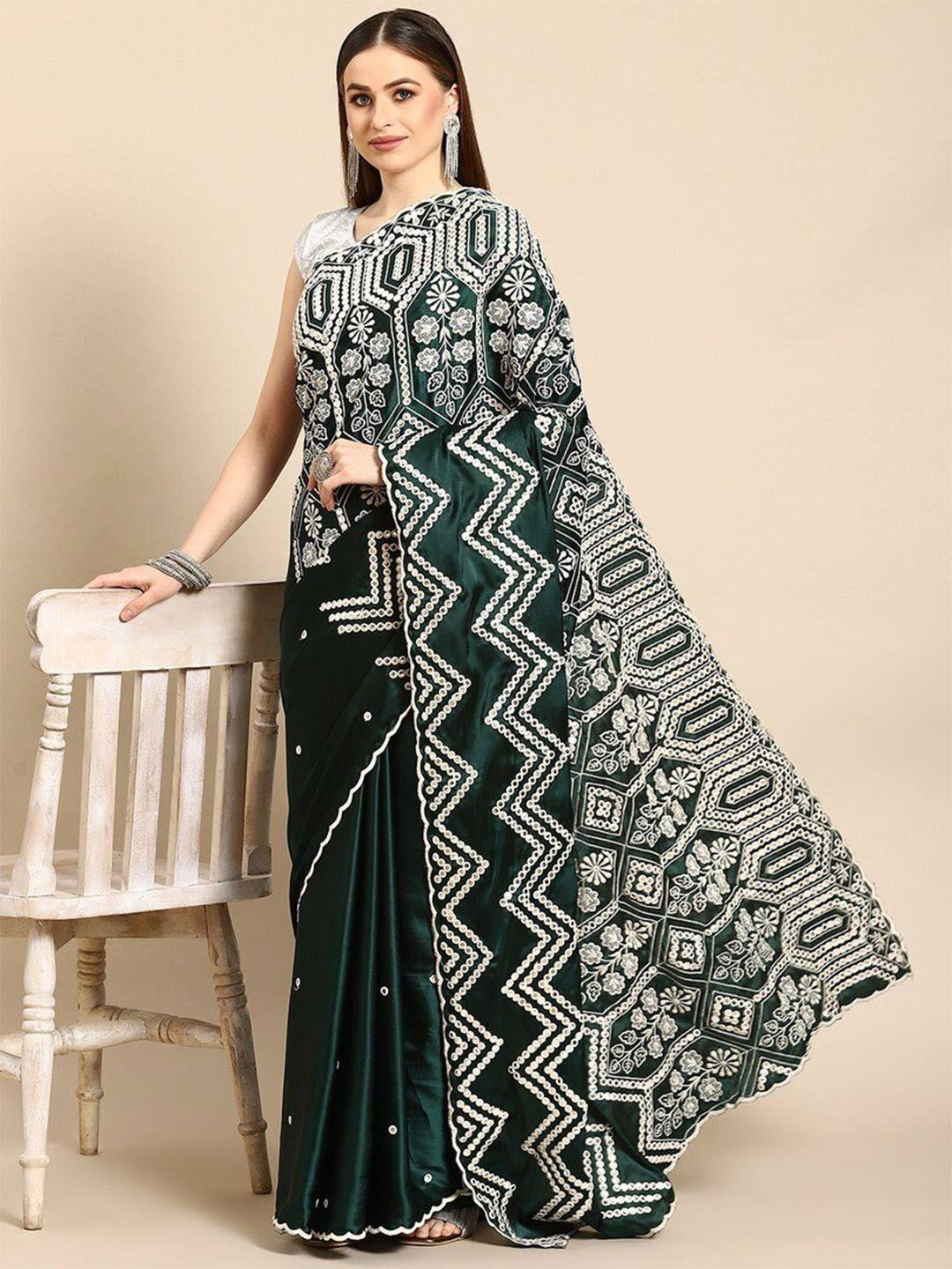 stylefables green poly georgette saree