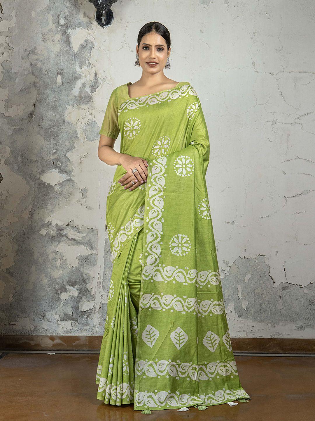 stylefables green pure cotton saree