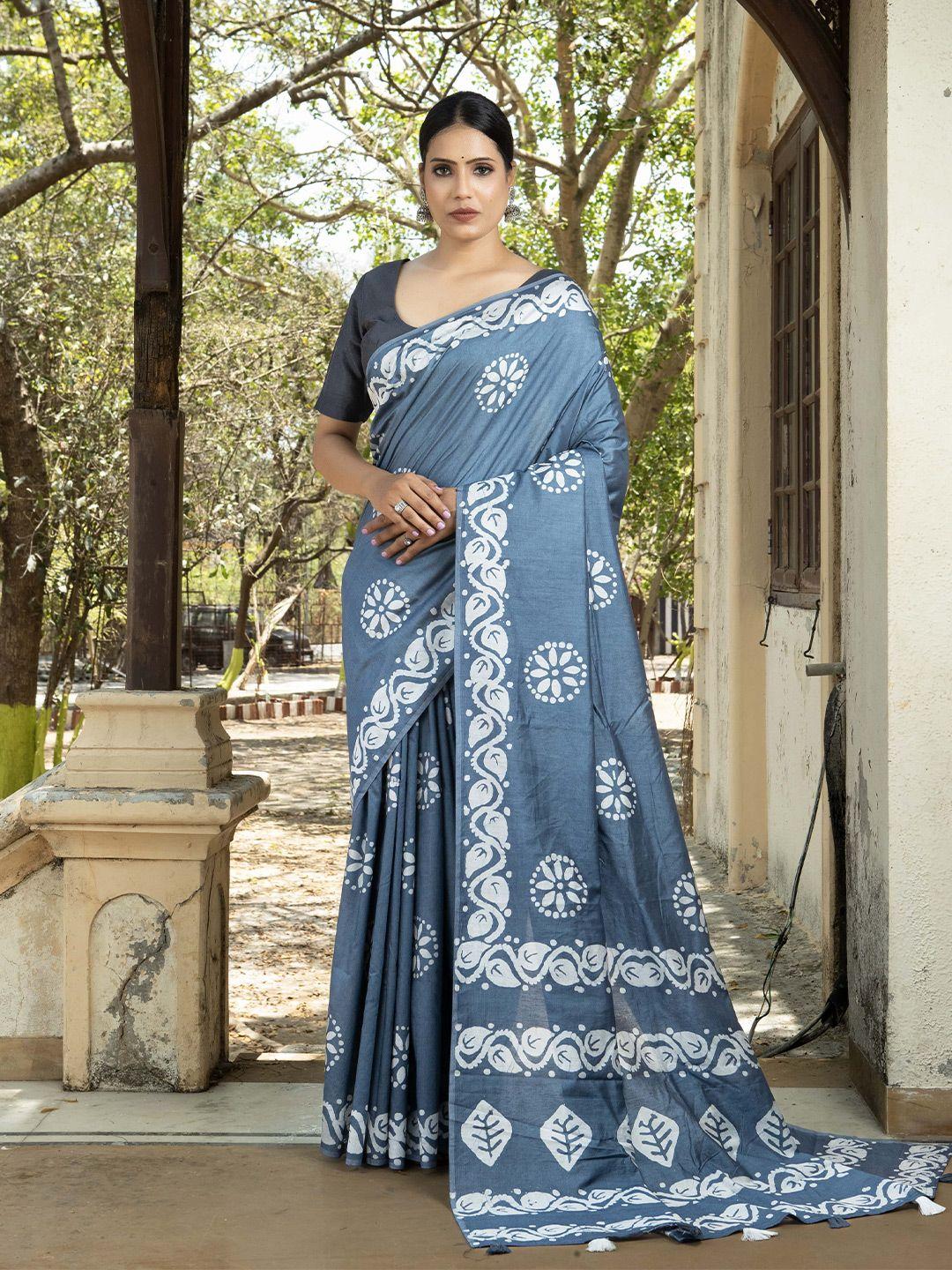 stylefables grey pure cotton saree